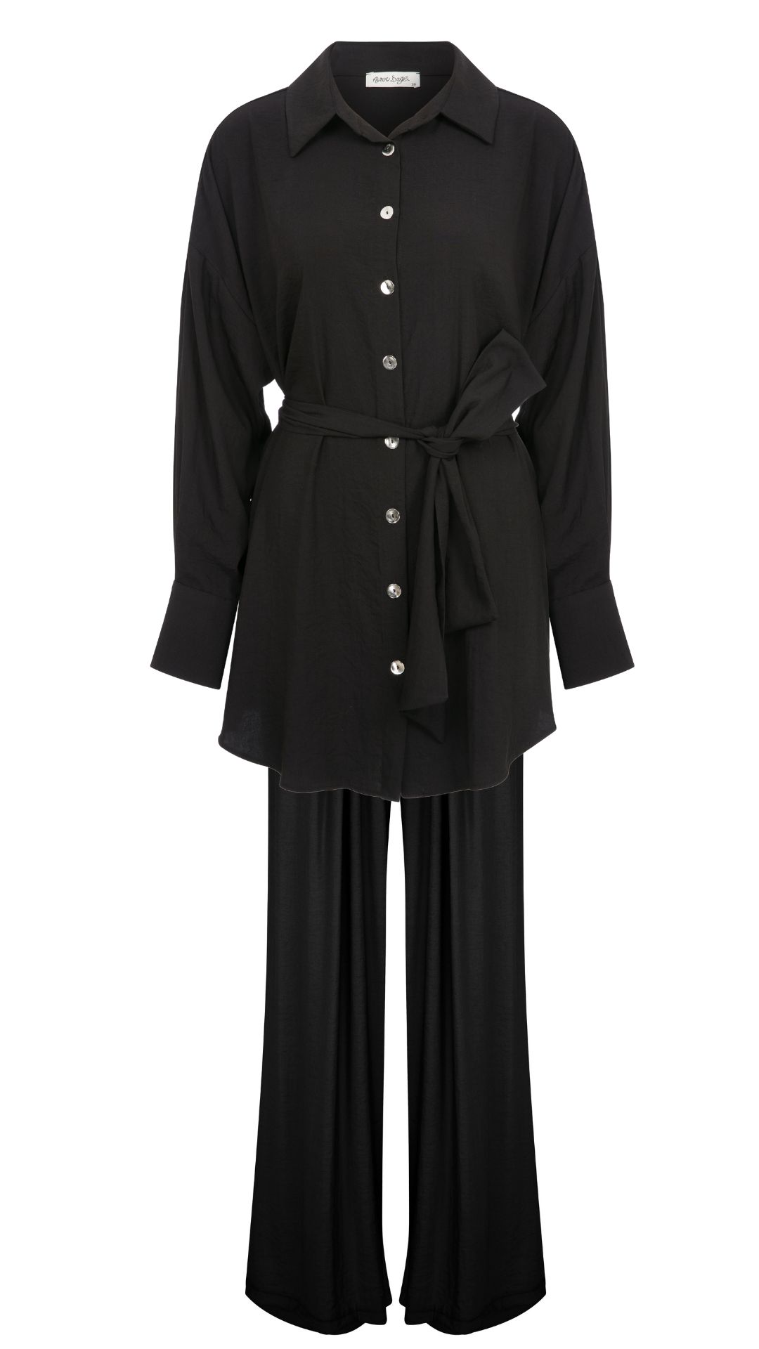 CLARA Cupra Fabric Shirt & Trouser Black Set